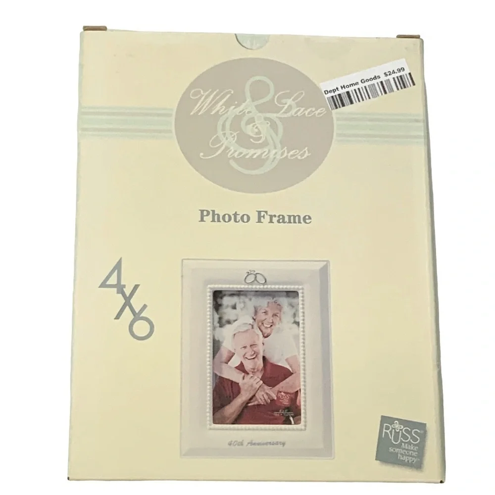 Wedding Photo Frame 40 Anniversary Porcelain White Bisque Freestanding 4x6 in